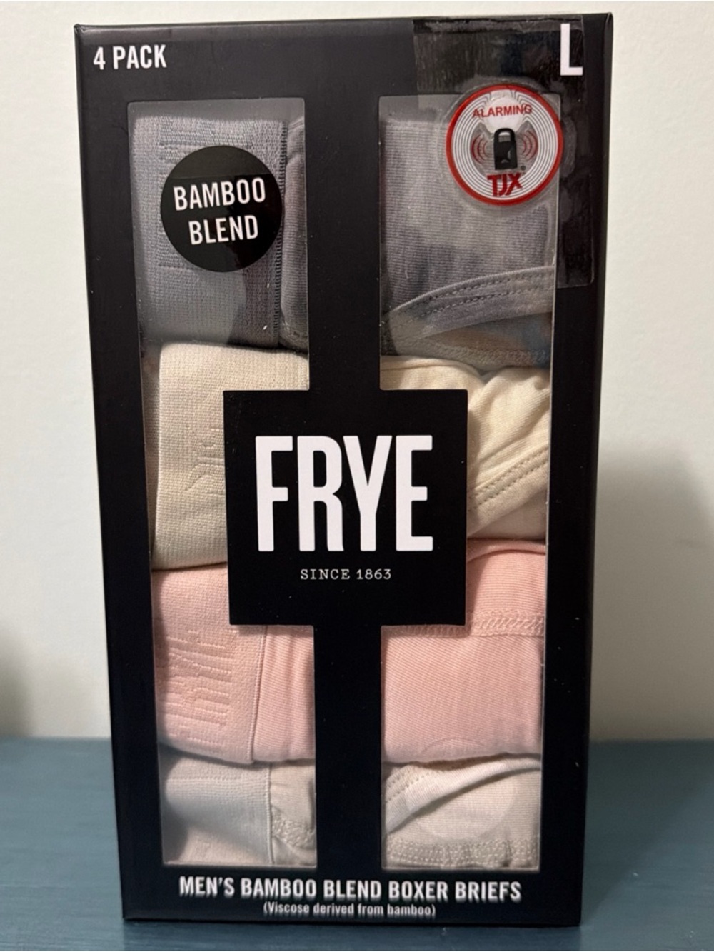 FRYE Men’s Boxer Briefs 4-Pack in Gray, Cream, Pink, White